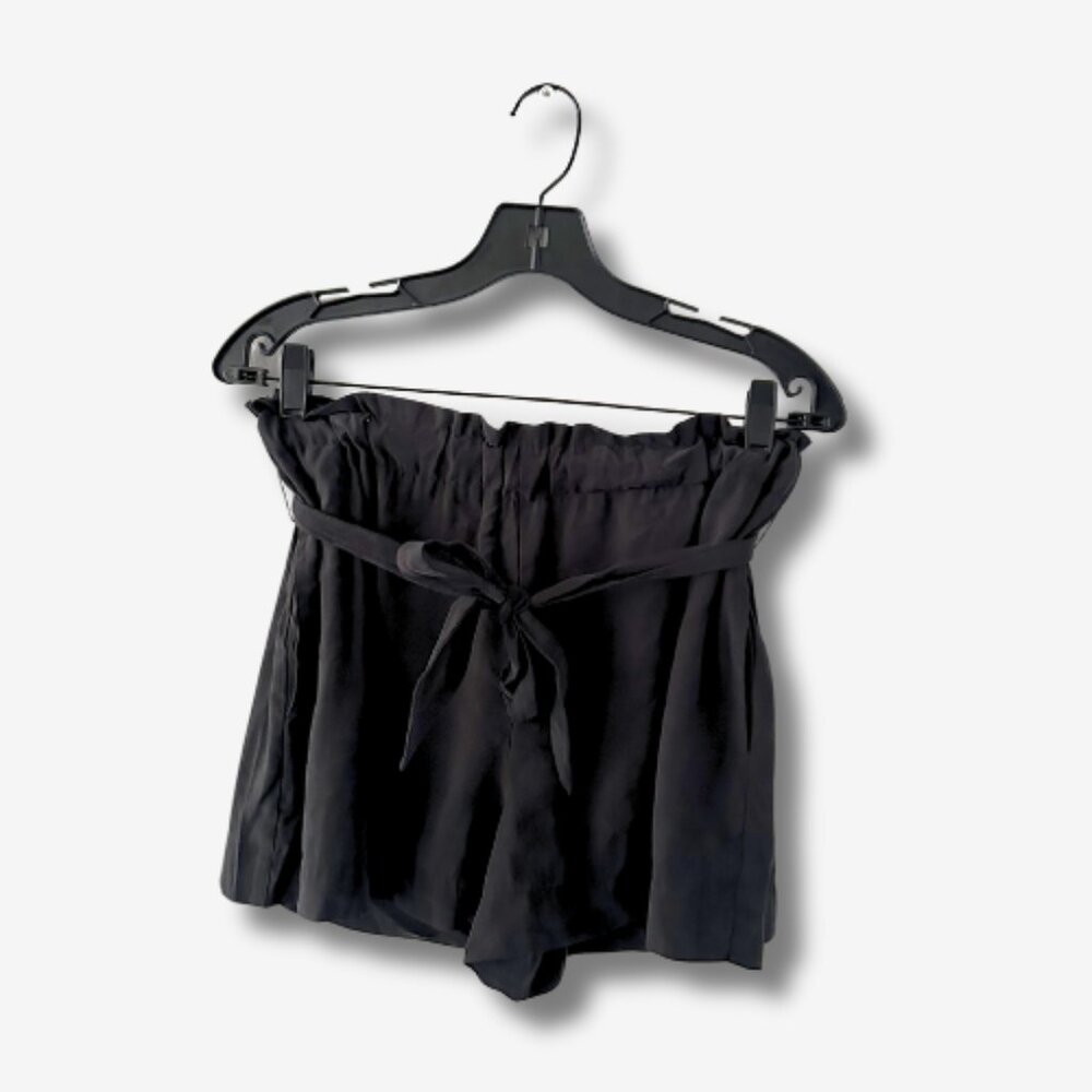 BCBGMAXAZRIA Black Paperbag Waist Shorts with Tie Belt – Size S